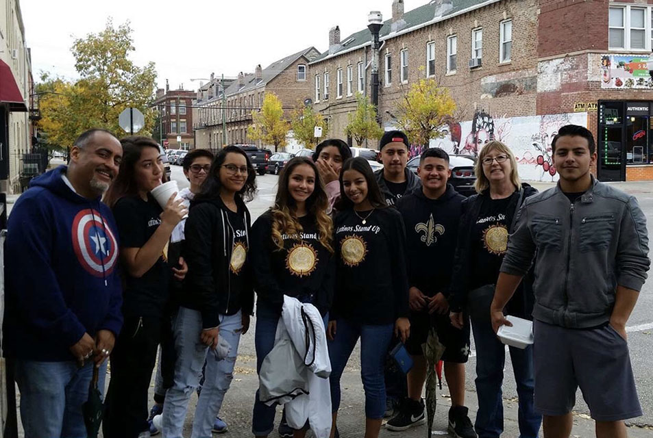 Latinos Stand Up visits Pilsen neighborhood in Chicago. 