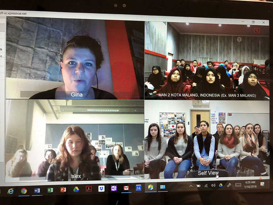 Current Issues Class video conferences with schools around the world