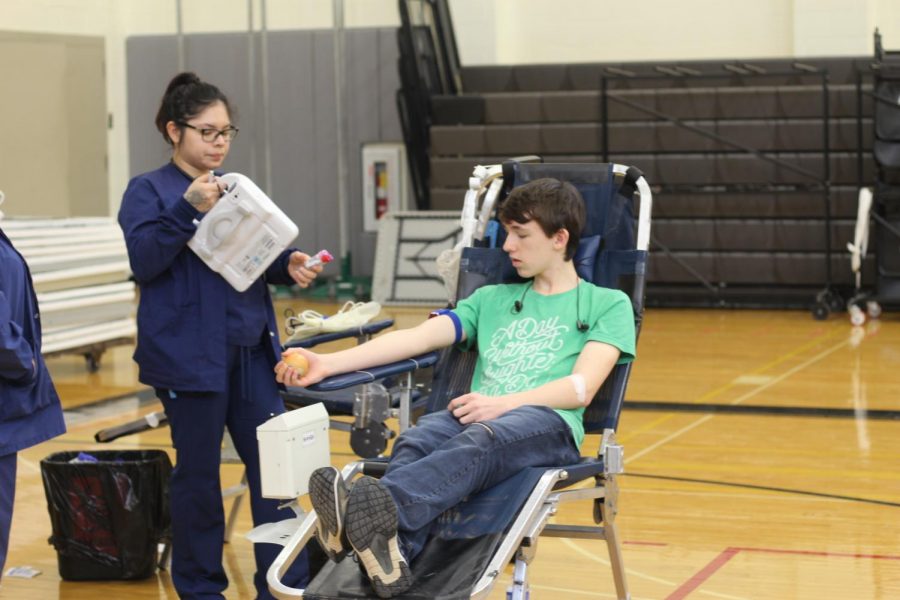 Students donate to the annual blood drive
