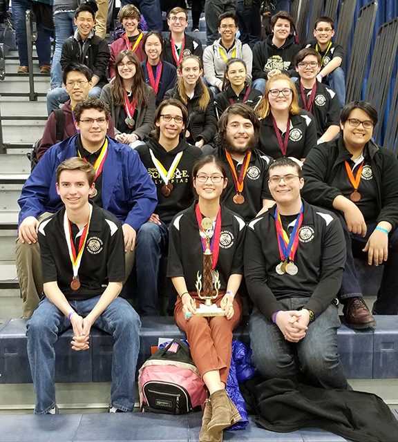 Science Olympiad celebrates their second place victory at Regionals. 
