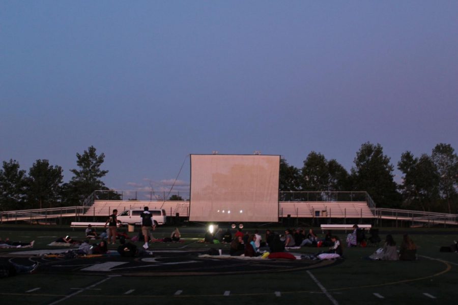 Students+watch+The+Sandlot+on+the+football+field+following+the+Black+and+Gold+Scrimmage.