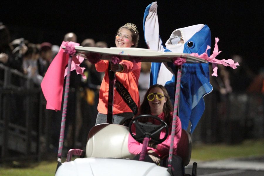 Clubs and organizations participated in the golf cart parade between the JV and varsity football games.
