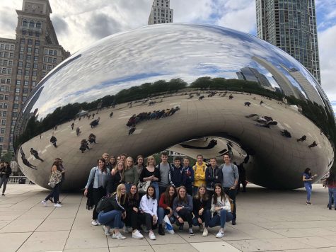 ­The German exchange students and teachers pose in front of the Bean on their trip to Chicago.