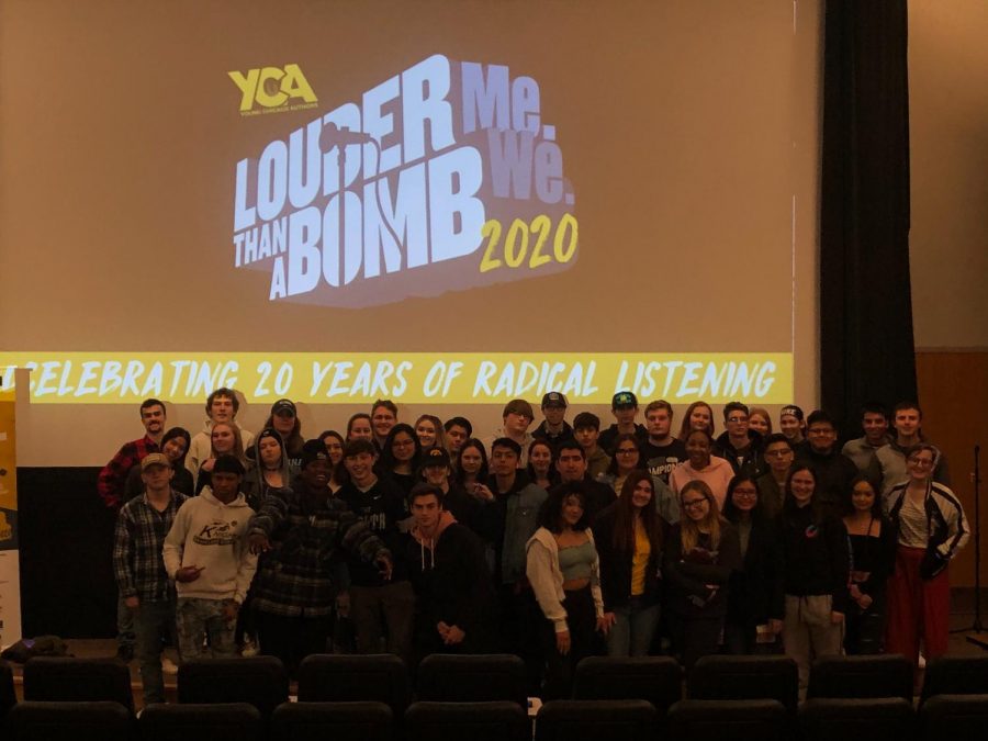Students attend Louder Than a Bomb competition on March 5, 2020