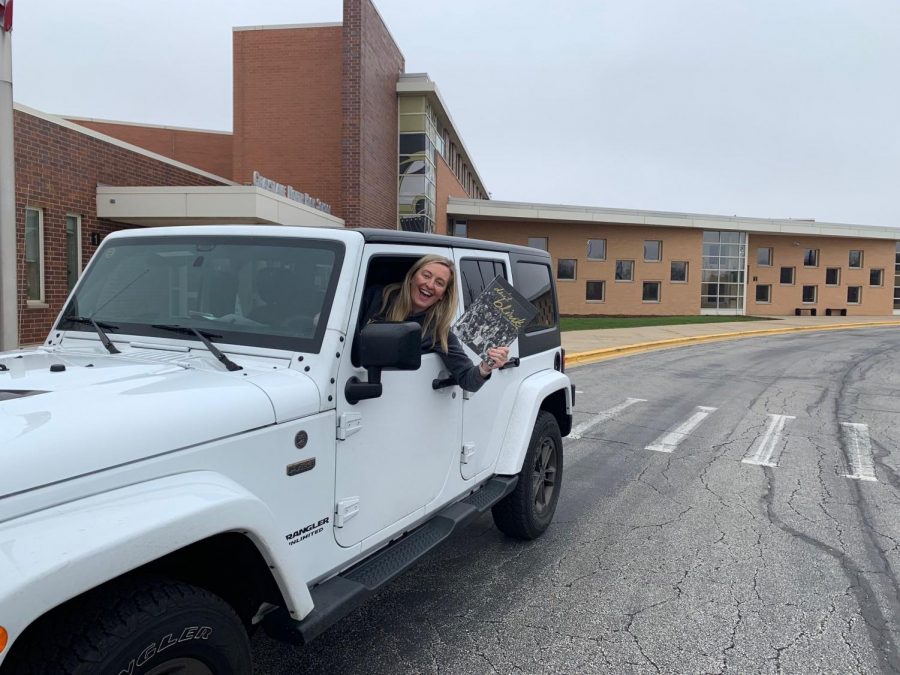 Yearbook sponsor Ashley Kopecky shows that the yearbooks have been delivered to the school. They will be distributed outside of the school on Thursday and Friday afternoon.