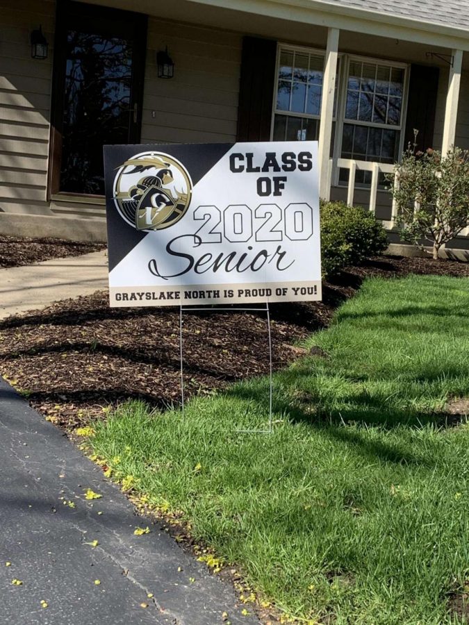 Signs labeled Class of 2020 Senior were posted on the lawns of every senior at North to celebrate their lost graduation.