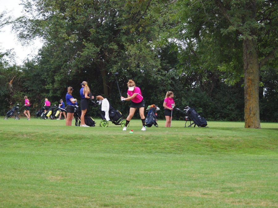 The girls golf team practices at 