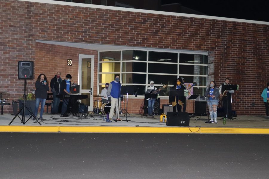 Members of Slam Funk performed before the Drive-In movie event for Homecoming.