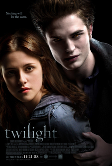 The 2008 movie poster for the supernatural romance movie Twilight directed by Catherine Hardwicke.