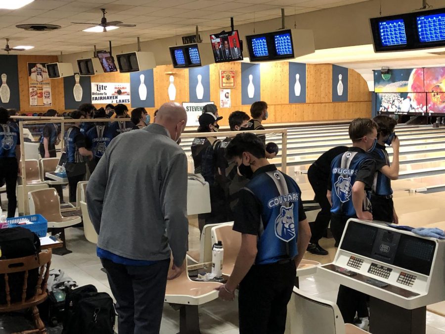 The Grayslake North bowling team waits while they are about to begin theyre match against Vernon Hills. 