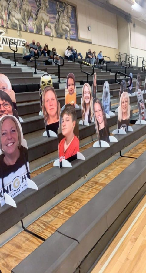 The Athletic Booster Club offered fans a chance to show their support  to the athletes by selling fans in the stands cutouts for the games.