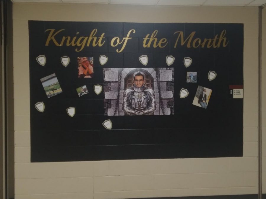 The Knight of the Month for December is Drew Lerman. A bulletin board
has been made to congratulate him.