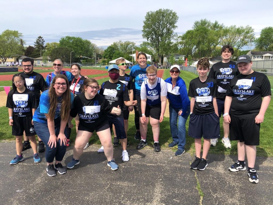 Special Olympics at their Spring games with their coaches