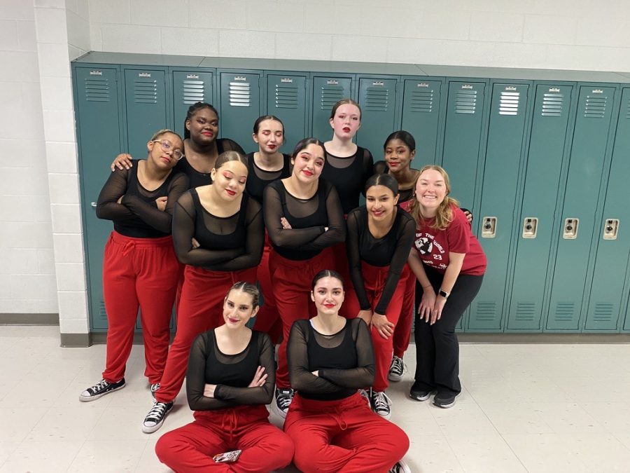 The dance team poses after competing at the Grayslake Central Competition.