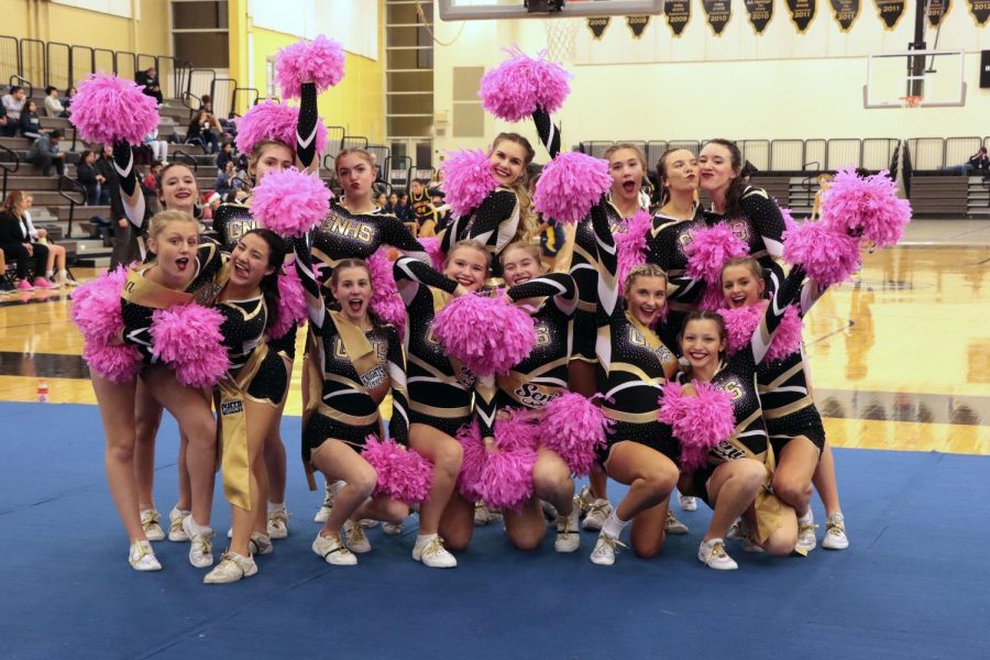 The+varsity+cheer+team+placed+second+at+Sectionals+qualifying+them+for+the+IHSA+State+Cheer+Competition.