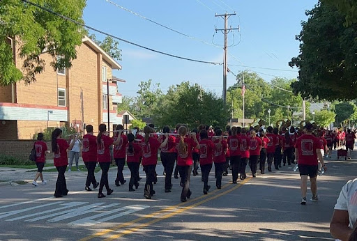 The North marching band play the street for August’s Grayslake Summer Days parade. Photo courtesy of Noah Scibbe
